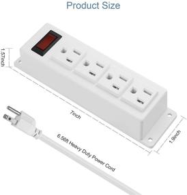img 2 attached to 💡 White Mountable Power Outlet Strip with Switch - HHXH, 4 Outlet, Connect with 6.56ft Cord Under Desk, Workbench, Nightstand, Dresser, Table