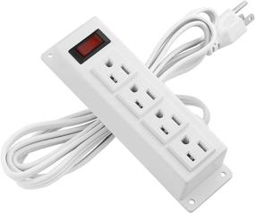 img 4 attached to 💡 White Mountable Power Outlet Strip with Switch - HHXH, 4 Outlet, Connect with 6.56ft Cord Under Desk, Workbench, Nightstand, Dresser, Table
