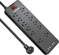 premium power strip surge protector with usb c ports, 12 outlets, and 6 ft extension cord - flat plug, overload surge protection - etl listed, wall mountable for home, office, dorm - 1875w/15a power solution logo