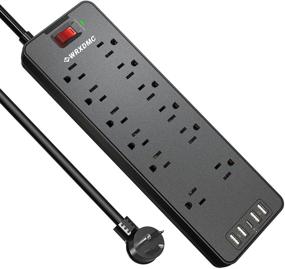 img 4 attached to Premium Power Strip Surge Protector with USB C Ports, 12 Outlets, and 6 FT Extension Cord - Flat Plug, Overload Surge Protection - ETL Listed, Wall Mountable for Home, Office, Dorm - 1875W/15A Power Solution