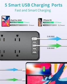 img 2 attached to Premium Power Strip Surge Protector with USB C Ports, 12 Outlets, and 6 FT Extension Cord - Flat Plug, Overload Surge Protection - ETL Listed, Wall Mountable for Home, Office, Dorm - 1875W/15A Power Solution