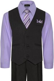 img 3 attached to 👔 Complete Boys' Formal Outfit: Vest, Pant, Shirt, and Hanky – Stylish Boys' Clothing Set