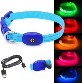 img 2 attached to 🐶 Glowseen Small LED Dog Collar - USB Rechargeable Light up Adjustable Collar for Small Dogs & Cats, Reflective at Night - Enhance Visibility & Ensure Pet Safety