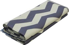 img 4 attached to 🏕️ Premium RV Mat Patio Rug with Striking Chevron Pattern, Size 9x16 Tan/Charcoal