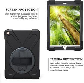 img 1 attached to 📱 iPad Air 2 Case (2014 Release), 9.7" iPad 6 Cover A1566 A1567, 360° Rotatable Stand Handle Hand Strap Shoulder Strap, Heavy-Duty Shockproof Protective Case for 2nd Generation iPad Air, Black