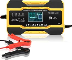 img 4 attached to 🚗 JULAU Car Battery Charger - Smart Automatic Charger, 12V/10A 24V/5A Portable Maintainer Pulse Repair Charger Pack for Car, Truck, Motorcycle, Lawn Mower, Boat, SUV (Yellow)