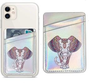 img 4 attached to 🐘 Oddss RFID-Blocking PU Leather Cell Phone Card Holder Sleeves - Stick-On Wallet for Back of iPhone & Android Smartphones (Elephant Pattern)