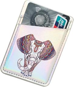 img 1 attached to 🐘 Oddss RFID-Blocking PU Leather Cell Phone Card Holder Sleeves - Stick-On Wallet for Back of iPhone & Android Smartphones (Elephant Pattern)