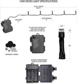 img 2 attached to 🎄 DecoBrite Multicolor LED Battery Operated Christmas String Lights: 8 Modes, 100 ct. 26ft Micro Bulbs on Green Wire – Indoor/Outdoor Holiday Patio Decor (Multicolor)