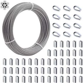 img 4 attached to 50ft Stainless Steel Wire Cable Railing Kit with Crimping Sleeves and Thimble - Ideal for Railing, Decking, Picture Hanging