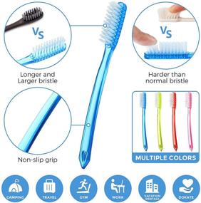 img 3 attached to 🦷 Extra Hard and Firm Toothbrush - Huge Head - Full Head - Manual Toothbrush for Cleaning Tooth Stain - Tooth Whitening Teeth Brush (Pack of 8)