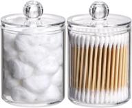 🏺 tbestmax 10-ounce qtip holder dispenser apothecary jars with lids - crafted for cotton ball swab pad storage, bathroom canisters organizer (2 pack) logo