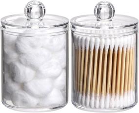 img 4 attached to 🏺 Tbestmax 10-Ounce Qtip Holder Dispenser Apothecary Jars with Lids - Crafted for Cotton Ball Swab Pad Storage, Bathroom Canisters Organizer (2 Pack)