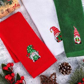 img 1 attached to MCEAST 3 Pack Christmas Hand Towel Set: Festive 17.7 x 12.6 Inches Soft Cotton Cloths for Bathroom, Home, Kitchen - Red, Green, White