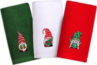 mceast 3 pack christmas hand towel set: festive 17.7 x 12.6 inches soft cotton cloths for bathroom, home, kitchen - red, green, white logo