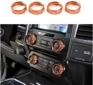 🔴 keptrim air conditioner switch ac vol knob ring button trim for ford f150 xlt 2015-2019, orange aluminum, set of 4 logo