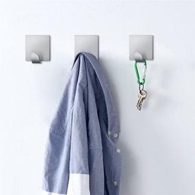 img 3 attached to 🔗 FOTYRIG Adhesive Hooks - Heavy Duty Stainless Steel Wall Hangers for Hanging Robe, Coat, Towel, Keys, Bags, Lights, Calendars - Waterproof - Ideal for Home Kitchen Bathroom - 4-Pack