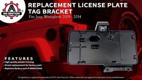 img 3 attached to Jeep Wrangler License Plate Tag Bracket with Light - Replaces 68064720AA - Rear Plate Holder Frame: Compatible for Years 2009-2014