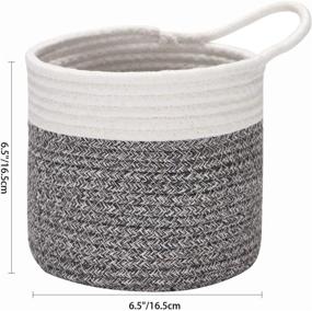 img 2 attached to Hanging Cotton Rope Baskets, 6.5 Inches Small Woven Storage Basket, Bike Hang Bag, Fabric Planter, Pot, Wall, Door Organizer for Keys, Wallets, Sunglasses - Mottled Grey & White