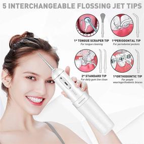 img 1 attached to Petpo Advanced Water Flosser Teeth Cleaner - Plaque Remover, Cordless Gingivitis Care Device for Food Debris, Oral Braces & Bridges - 3+1 Modes, 4 Jet Tips & Carry Bag (White)