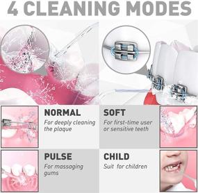 img 3 attached to Petpo Advanced Water Flosser Teeth Cleaner - Plaque Remover, Cordless Gingivitis Care Device for Food Debris, Oral Braces & Bridges - 3+1 Modes, 4 Jet Tips & Carry Bag (White)