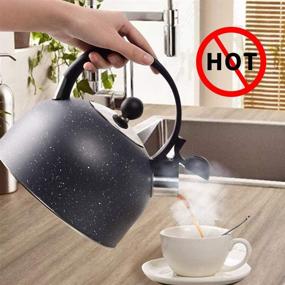 img 1 attached to 🍵 2.3Quart Stainless Steel Tea Kettle for Stove Top - BLBO Whistling Teapot with Cool Wooden Grip Handle, Ergonomic Design and Loud Whistle - Food Grade, Black