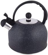 🍵 2.3quart stainless steel tea kettle for stove top - blbo whistling teapot with cool wooden grip handle, ergonomic design and loud whistle - food grade, black logo