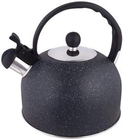 img 4 attached to 🍵 2.3Quart Stainless Steel Tea Kettle for Stove Top - BLBO Whistling Teapot with Cool Wooden Grip Handle, Ergonomic Design and Loud Whistle - Food Grade, Black