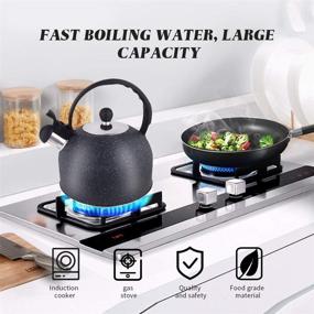 img 3 attached to 🍵 2.3Quart Stainless Steel Tea Kettle for Stove Top - BLBO Whistling Teapot with Cool Wooden Grip Handle, Ergonomic Design and Loud Whistle - Food Grade, Black