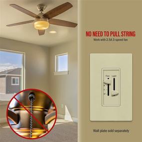 img 1 attached to ENERLITES 3-Speed Ceiling Fan Control and LED Dimmer Light Switch, Light and Fan Combination Switch, Single Pole, 2.5A, 300W Incandescent, No Neutral Wire Required, Ivory Finish