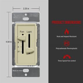 img 3 attached to ENERLITES 3-Speed Ceiling Fan Control and LED Dimmer Light Switch, Light and Fan Combination Switch, Single Pole, 2.5A, 300W Incandescent, No Neutral Wire Required, Ivory Finish