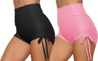 🍑 enhanced butt-lifting yoga shorts for women with tummy control - textured ruched running shorts logo