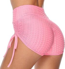 img 2 attached to 🍑 Enhanced Butt-Lifting Yoga Shorts for Women with Tummy Control - Textured Ruched Running Shorts