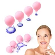 💆 4-piece facial glass cupping set - vacuum suction cupping cups in 4 color variants, ideal for cupping massage, lymphatic drainage, anti-aging beauty routine, for face, neck, and full body (pink) logo