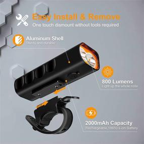 img 3 attached to Lsnisni USB Rechargeable LED Bike Lights Set with 800 Lumens - Front & Rear, 🚲 3 Modes, IPX6 Waterproof Headlight & Rear Light for Safe Cycling, Hiking, Road & Mountain Commuter