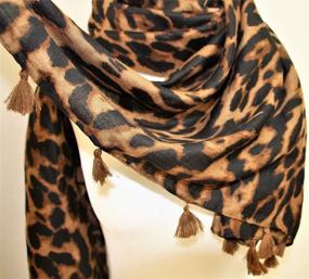 img 2 attached to Leopard Print Scarf Cheetah Viscose Women's Accessories
