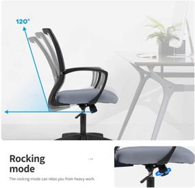 img 3 attached to Grey Ergonomic Mesh Office Chair with Lumbar Support, Adjustable Swivel, 🪑 and Armrest - Ideal for Home, PC, Desk, Task, and Computer Comfort