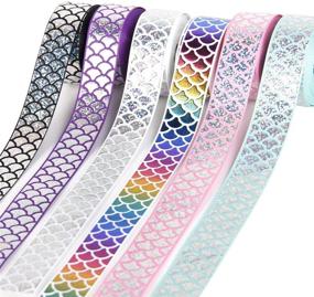 img 4 attached to 🧜 Colorful Mermaid Ribbon Laser Sequins Fish Scales Grosgrain: 30 Yards DIY Decoration & Handmade Accessories, 1" Wide (6 Color)