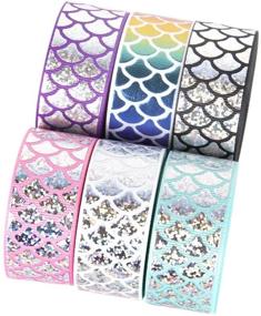 img 3 attached to 🧜 Colorful Mermaid Ribbon Laser Sequins Fish Scales Grosgrain: 30 Yards DIY Decoration & Handmade Accessories, 1" Wide (6 Color)