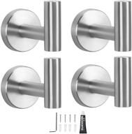 🔗 nearmoon 304 stainless steel bathroom hooks - heavy duty coat & robe holder, ideal for hotel kitchen garage, wall mounted towel hooks-4 pack (brushed nickel) logo