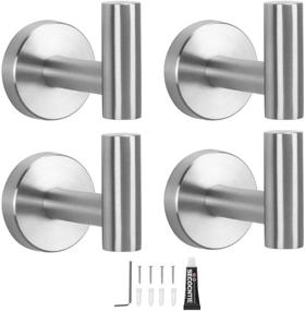 img 4 attached to 🔗 NearMoon 304 Stainless Steel Bathroom Hooks - Heavy Duty Coat & Robe Holder, Ideal for Hotel Kitchen Garage, Wall Mounted Towel Hooks-4 Pack (Brushed Nickel)