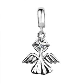 img 3 attached to JMQJewelry Angel Wings Birthstone Dangle Charm - Perfect Religious Cross Birthday Jewelry for Women, Girls, Men - Bracelet & Necklace Accessory