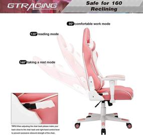 img 2 attached to 🎮 GTRACING Gaming Chair: Racing Office Computer Game Chair with Ergonomic Backrest, Adjustable Seat Height, Recliner, Swivel Rocker, Headrest, Lumbar Pillow - E-Sports Chair (Pink)