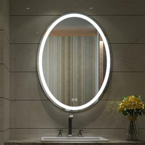 img 4 attached to STRIPMF 32x24 Inch Oval LED Bathroom Mirror | Makeup Mirror | Anti-Fog | Wall Mounted Vanity Mirror | Dimmable Touch Switch | Waterproof IP54 | Lighted Bathroom Mirror | CRI90+