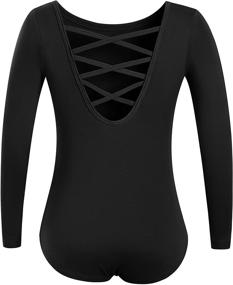 img 3 attached to MOLLDAN Crisscross Sleeve Leotards 2QT5028, Size 20 for Girls' Active Wear