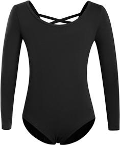 img 2 attached to MOLLDAN Crisscross Sleeve Leotards 2QT5028, Size 20 for Girls' Active Wear