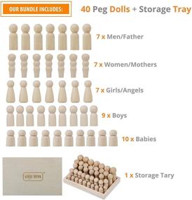 img 3 attached to 🎨 Wooden Peg Dolls Unfinished People – 40-Pack with Storage Case: Assorted Sizes, Natural Wood Shapes for DIY Arts and Crafts