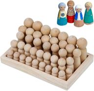 🎨 wooden peg dolls unfinished people – 40-pack with storage case: assorted sizes, natural wood shapes for diy arts and crafts logo