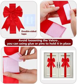 img 2 attached to Set of 6 Red Christmas Cabinet Festive Ribbons with Bows – Ideal for Christmas Party Decorations and Door Accents