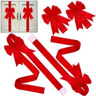 set of 6 red christmas cabinet festive ribbons with bows – ideal for christmas party decorations and door accents logo